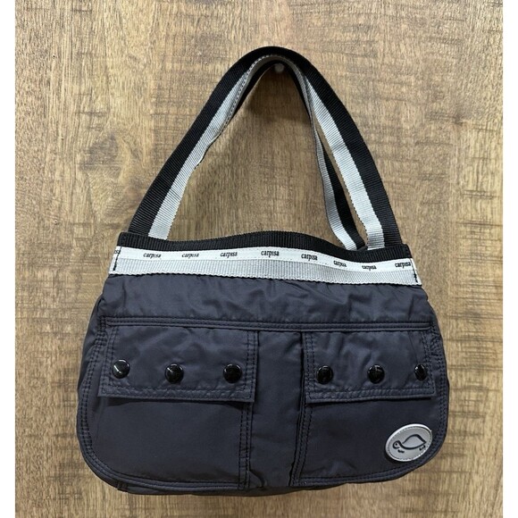 Carpisa black nylon canvas handbag with zipper - Picture 1 of 14